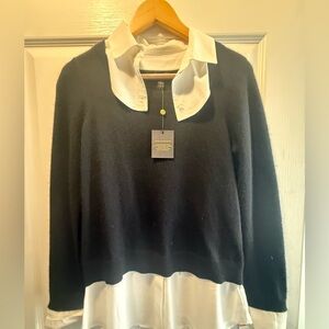 Cashmere Charter Club Black and White Layered Sweater